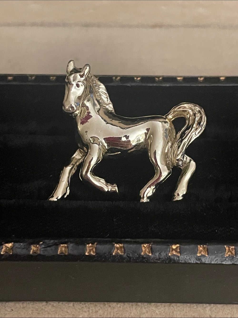Golden Race Horse Brooch